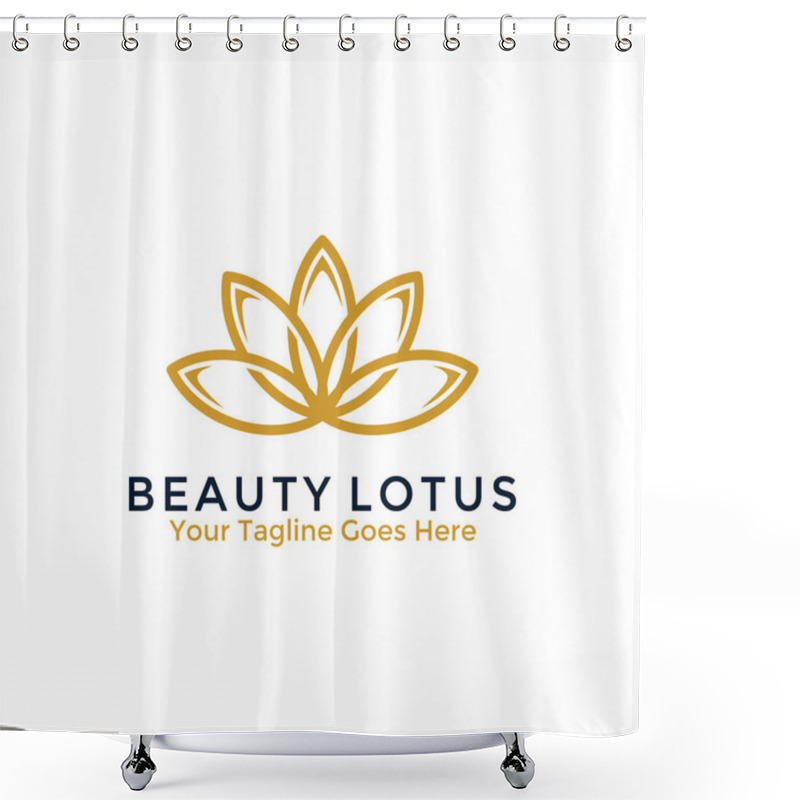 Personality  Beauty Lotus Flower Logo Design Template. Vector Illustration. Shower Curtains