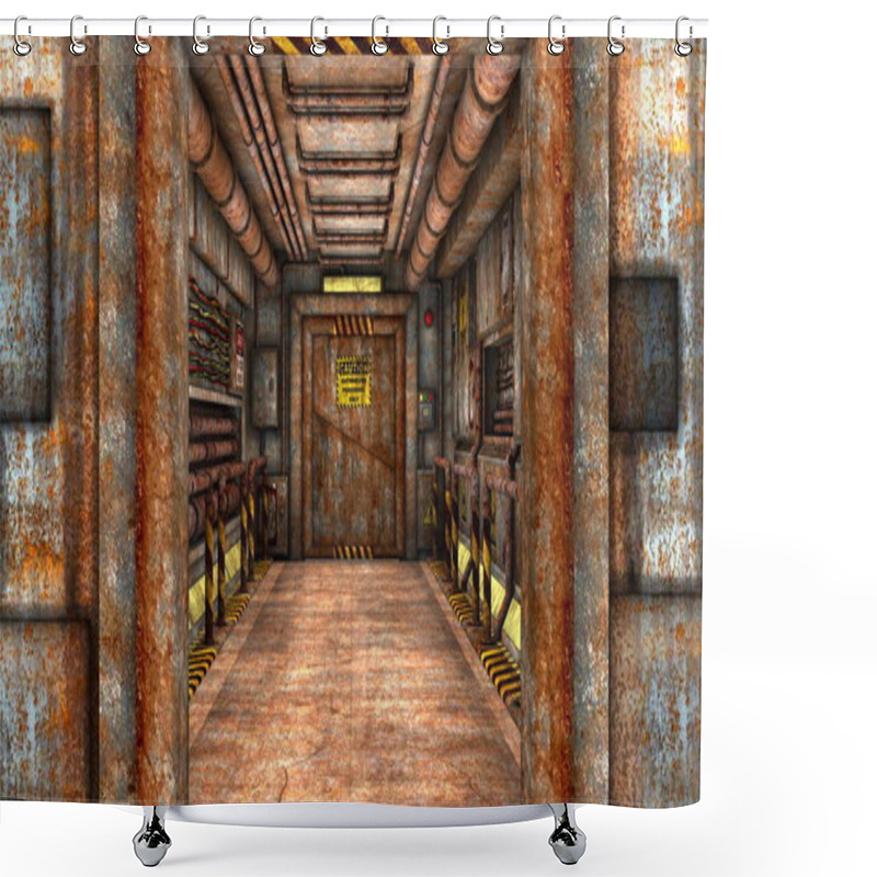 Personality  3D CG Rendering Of A Space Station Shower Curtains