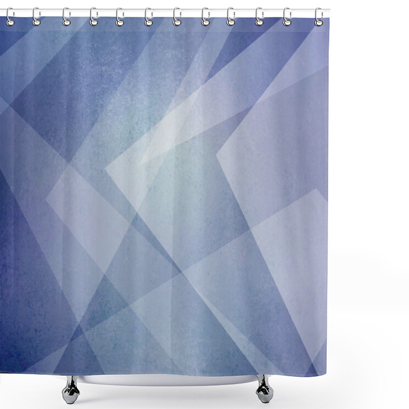 Personality  Abstract Blue And White Background. Triangles And Angled Shapes In Modern Layout. Layered Transparent Line Design Elements In Faded Texture Design. Cool Geometric Background. Shower Curtains