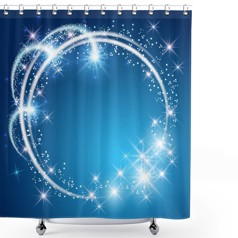 Personality  Glowing Blue Background With Stars Shower Curtains