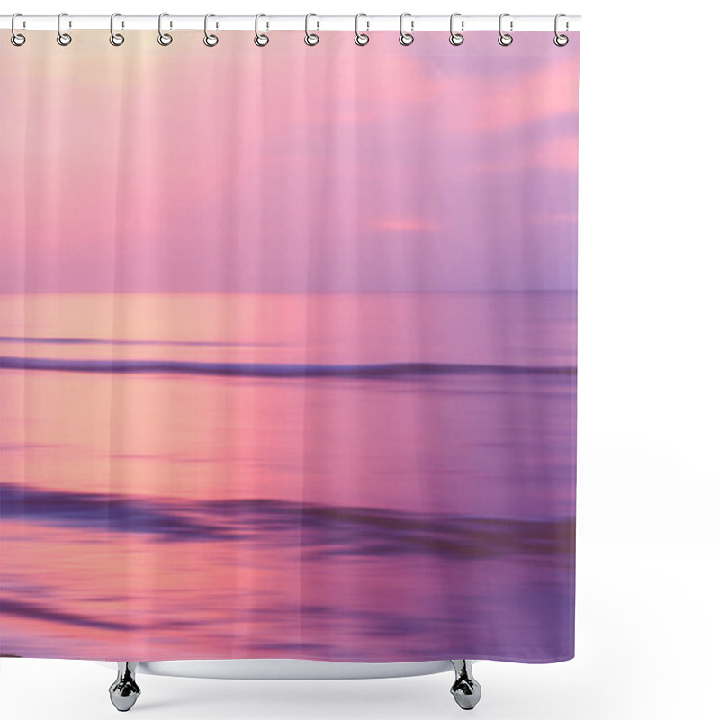 Personality  Motion Blur Tropical Sunset Beach With Bokeh Sun Light Wave Abstract Background. Shower Curtains