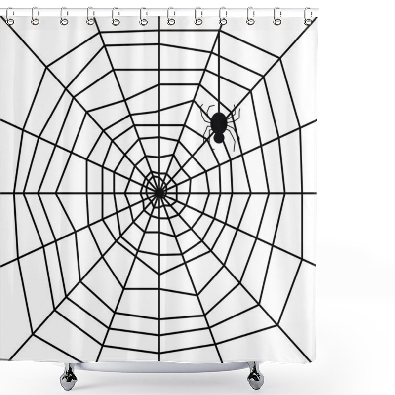 Personality  Cobweb With Spider Silhouette Vector Shower Curtains