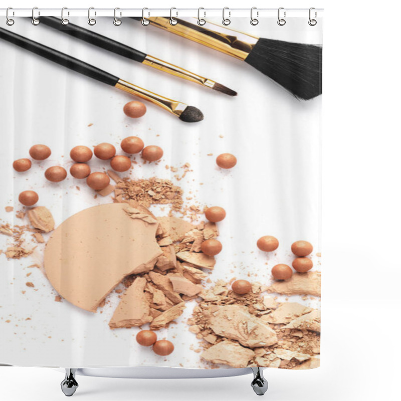 Personality  Crushed Nude Cosmetic Powder Isolated On White Shower Curtains