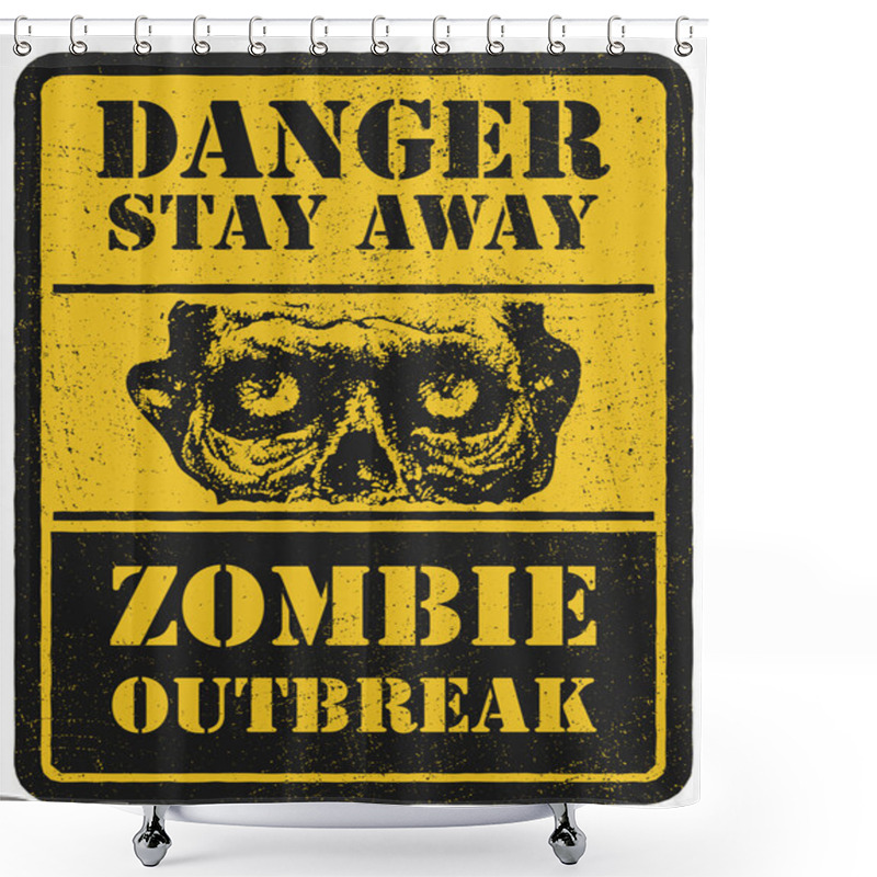 Personality  Zombie. Warning Sign. Hand Drawn. Vector Illustration Eps8 Shower Curtains