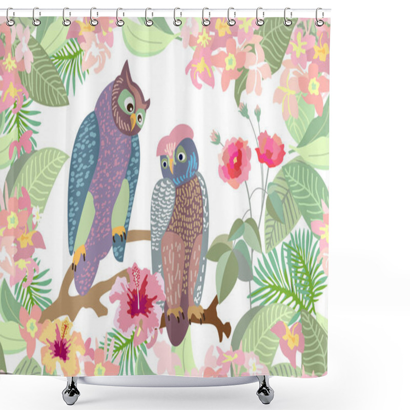 Personality  Garden And Owls. Shower Curtains