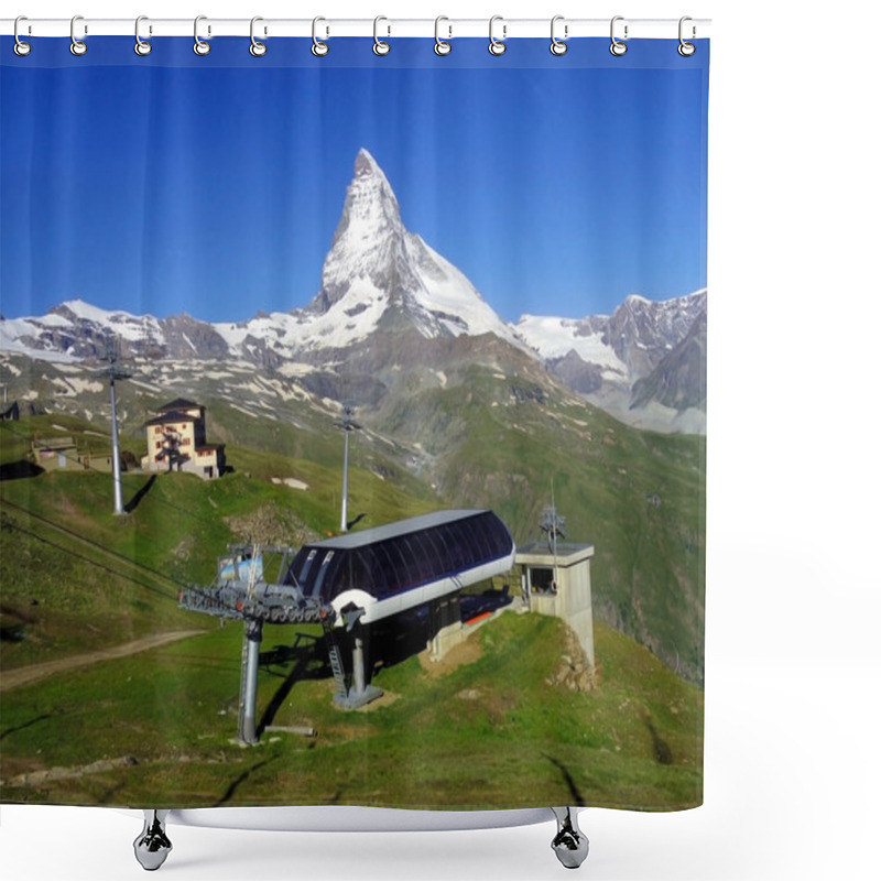 Personality  Matterhorn Peak With Cable Car Station Shower Curtains