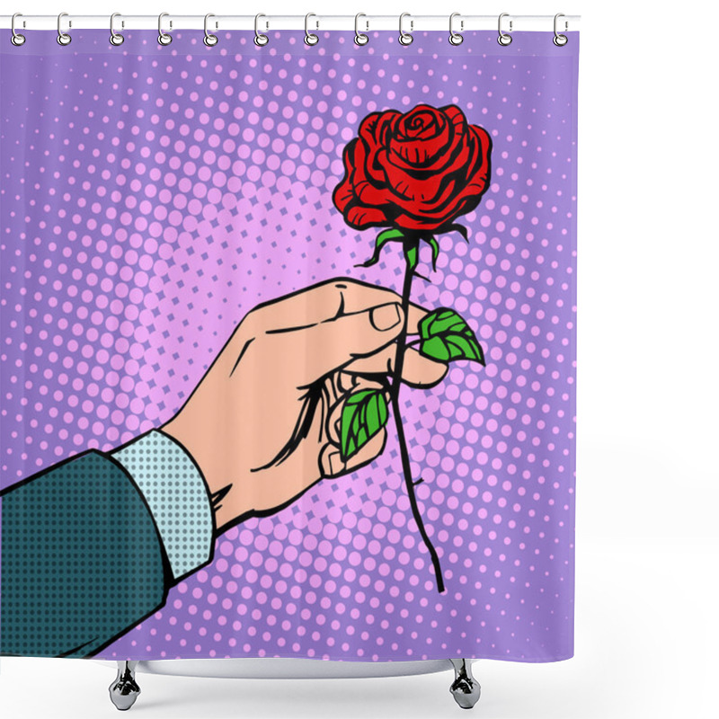 Personality  Man Gives Flower Rose Shower Curtains