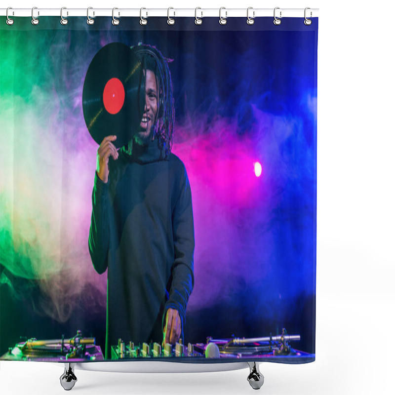 Personality  African American DJ With Vinyl Shower Curtains