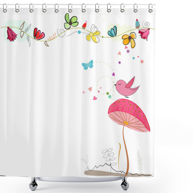 Personality  Lovely Spring Time Flowers Vector Background Shower Curtains