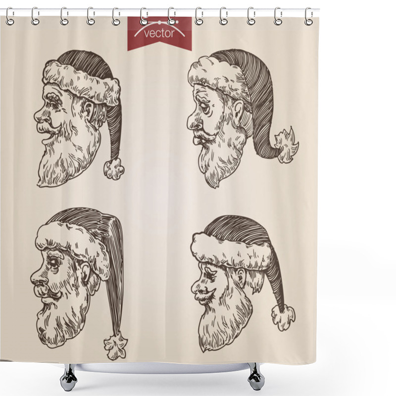 Personality  Christmas Santa Emotional Head Set Shower Curtains