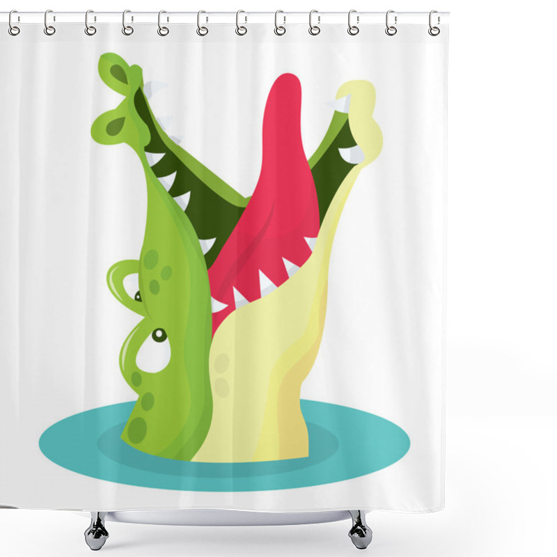 Personality  Cartoon Crocodile Shower Curtains