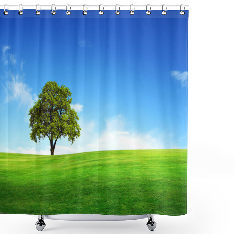 Personality  Field,tree And Blue Sky Shower Curtains