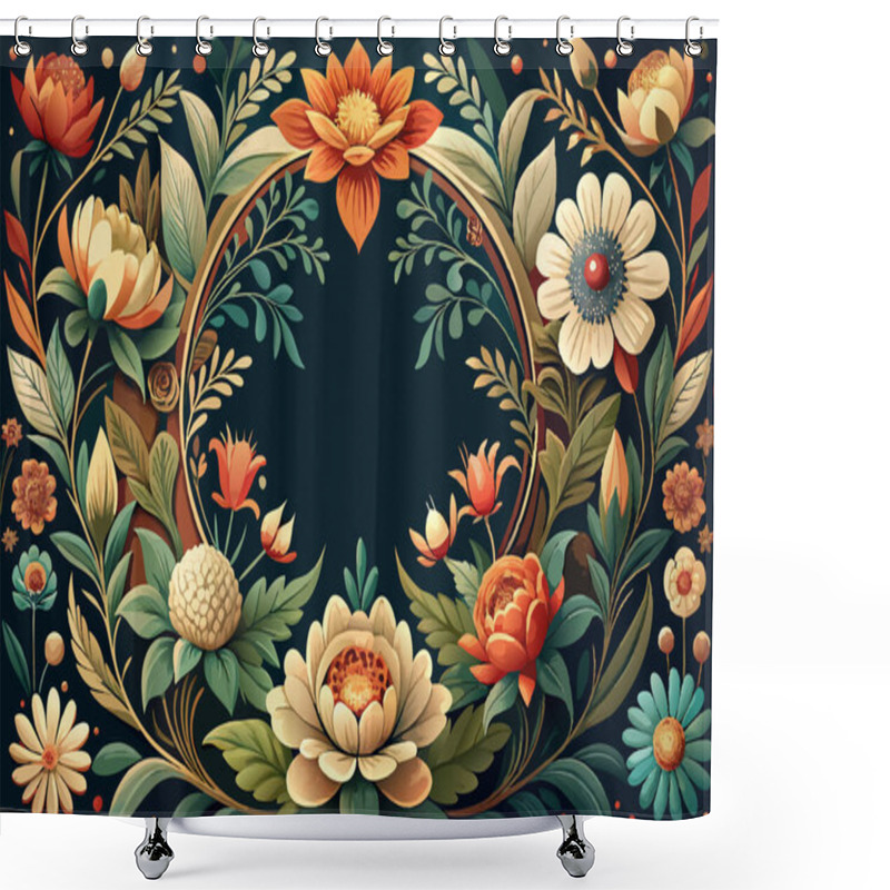 Personality  Symmetrical Flower And Leaf Pattern Illustration Shower Curtains