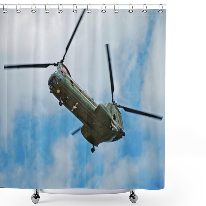 Personality  CH47 Helicopter In The Air Shower Curtains