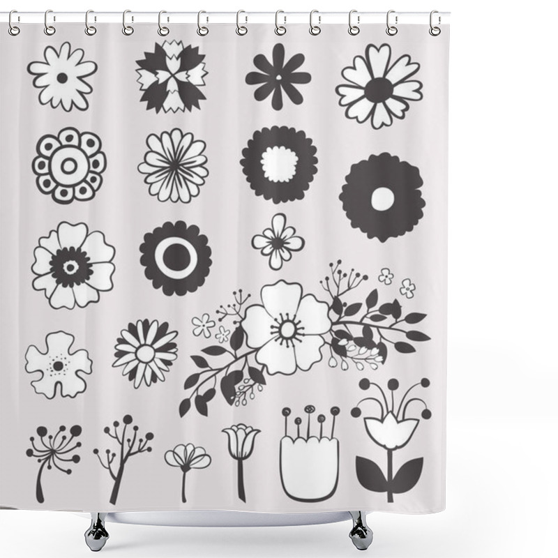 Personality  Hand Drawn Flowers, Vector Illustration Shower Curtains