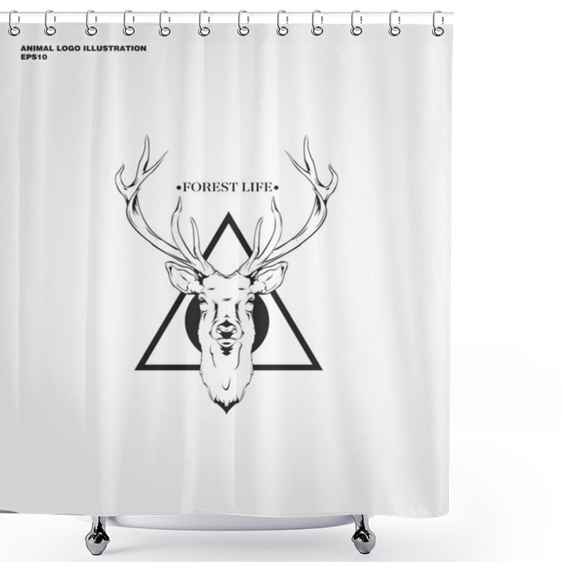 Personality  Abstract Deer Logo Shower Curtains