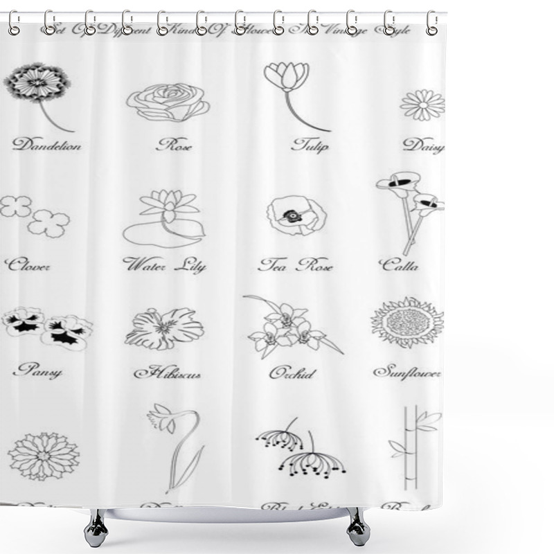 Personality  Different Kinds Of Flowers Shower Curtains