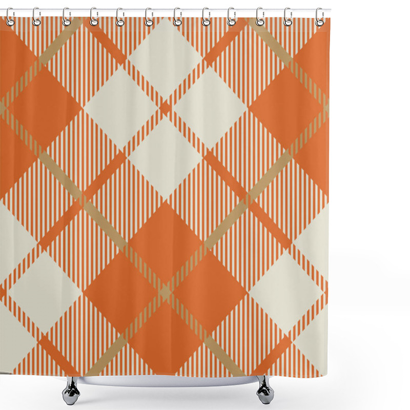 Personality  Orange Check Plaid Seamless Pattern. Vector Illustration. Shower Curtains