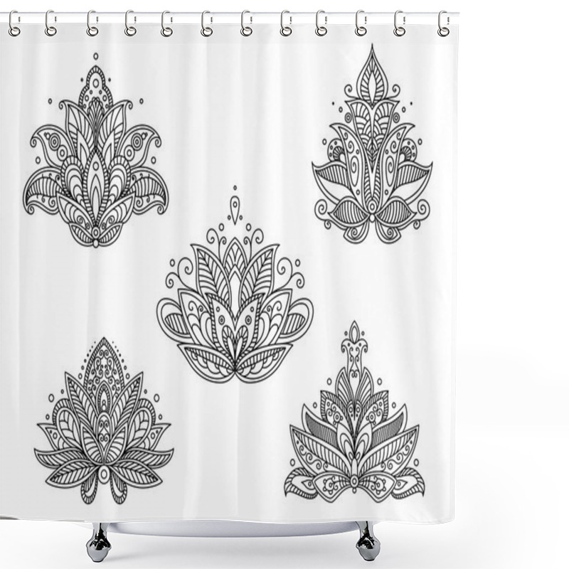 Personality  Set Of Persian Paisley Flowers Shower Curtains