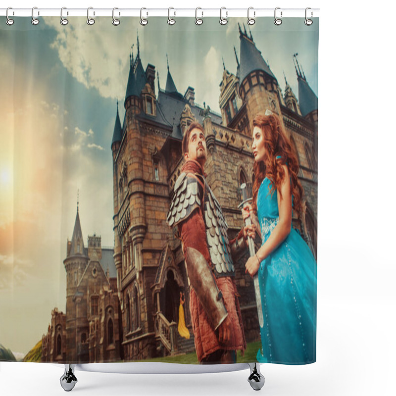 Personality  Beautiful Princess Is Giving Sword To Her Bravel Knight. Ancient Shower Curtains