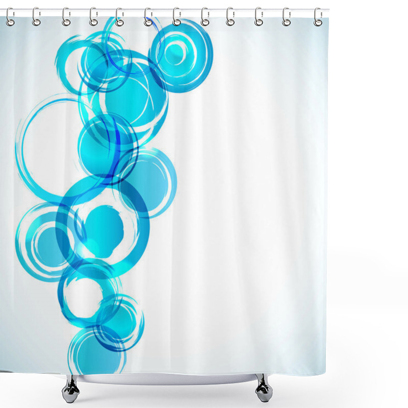 Personality  Abstract Background With Blue Grunge Circles Isolated On White Shower Curtains