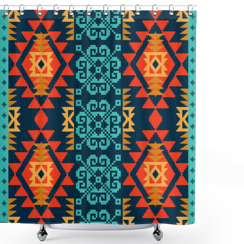 Personality  Navajo Style Background, Ethnic Seamless Pattern Shower Curtains