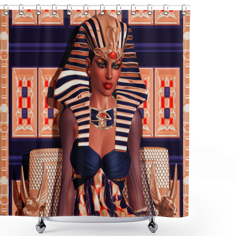 Personality  Egyptian Fantasy, Digital Art, Cleopatra, Nefertiti, Hatshepsut Or Any Egyptian Royal Woman. Shower Curtains