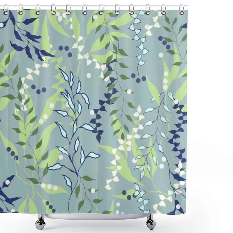 Personality  Seamless Floral Ornament. Gentle Summer Texture Of The Leaves On A Green Background. Vector Painted Ornament For Fabric And Tile. Shower Curtains