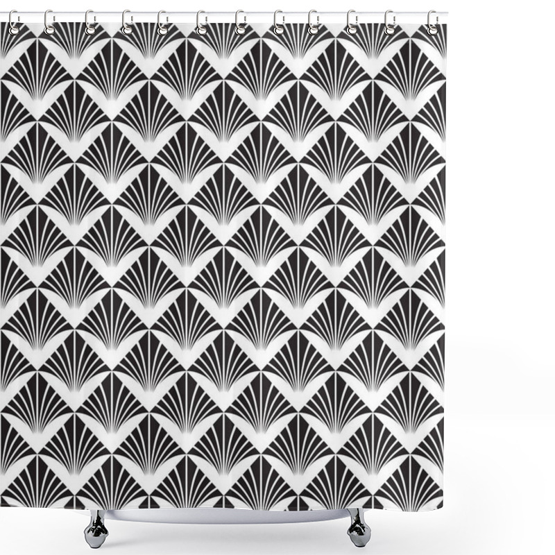 Personality  Abstract Seamless Black And White Art Deco Vector Pattern Shower Curtains