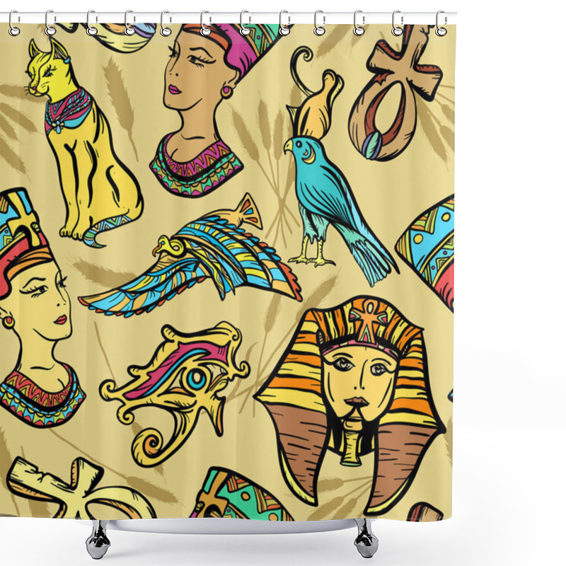 Personality  Ancient Egypt Seamless Pattern, Old School Tattoo Shower Curtains