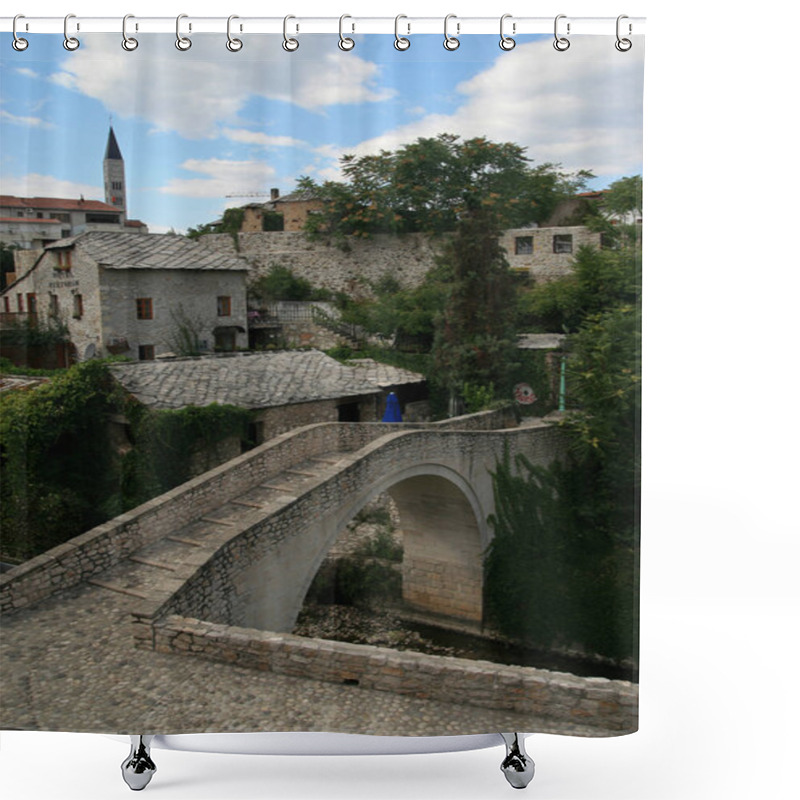 Personality  Crooked Bridge, Mostar, Bosnia And Herzegovina Shower Curtains