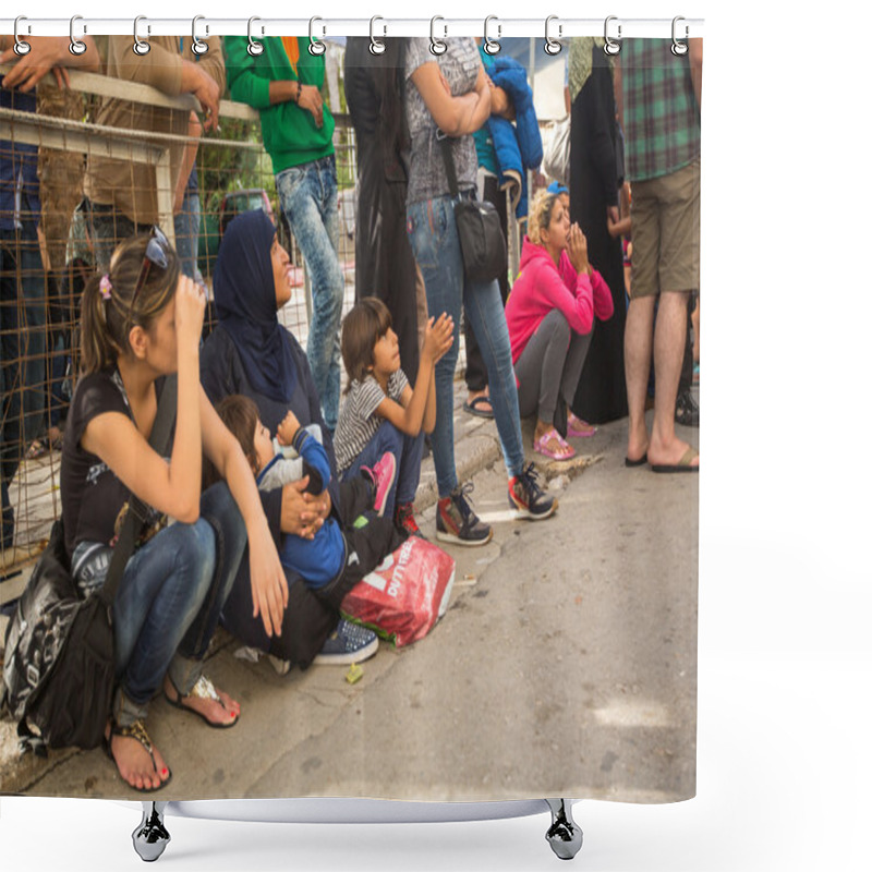 Personality  Unidentified Refugees In Kos,Greece Shower Curtains