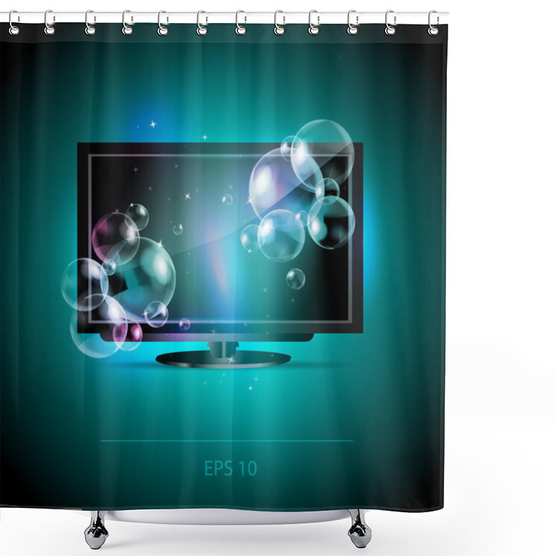 Personality  Vector LCD Tv Monitor With Bubbles Shower Curtains