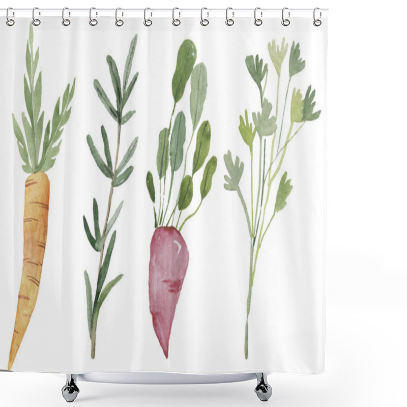 Personality  Illustration Of Vegetables On A White Background Shower Curtains