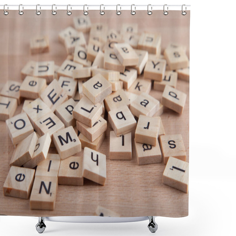 Personality  Pile Of Scrabble Letter Blocks. Shower Curtains