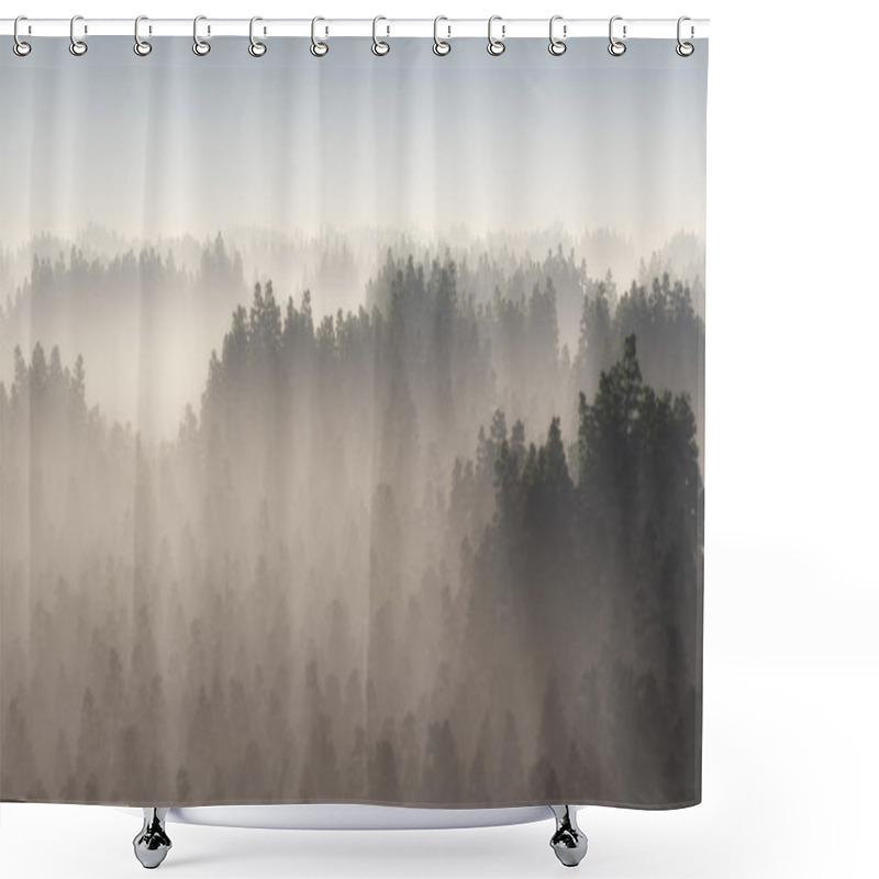 Personality  Forest In Morning Mist. Shower Curtains