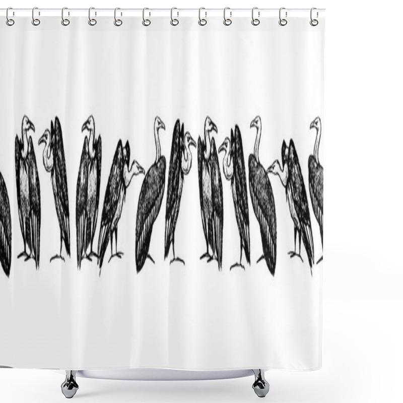 Personality  Hand Drawn Vultures Pattern Shower Curtains