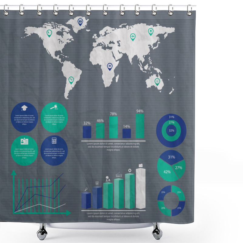 Personality  Business Infographic Elements Vector Illustration Shower Curtains