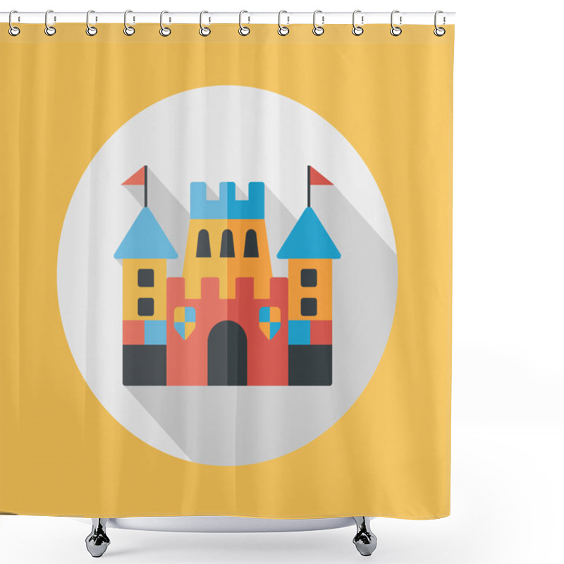 Personality  Castle Flat Icon With Long Shadow,eps10 Shower Curtains