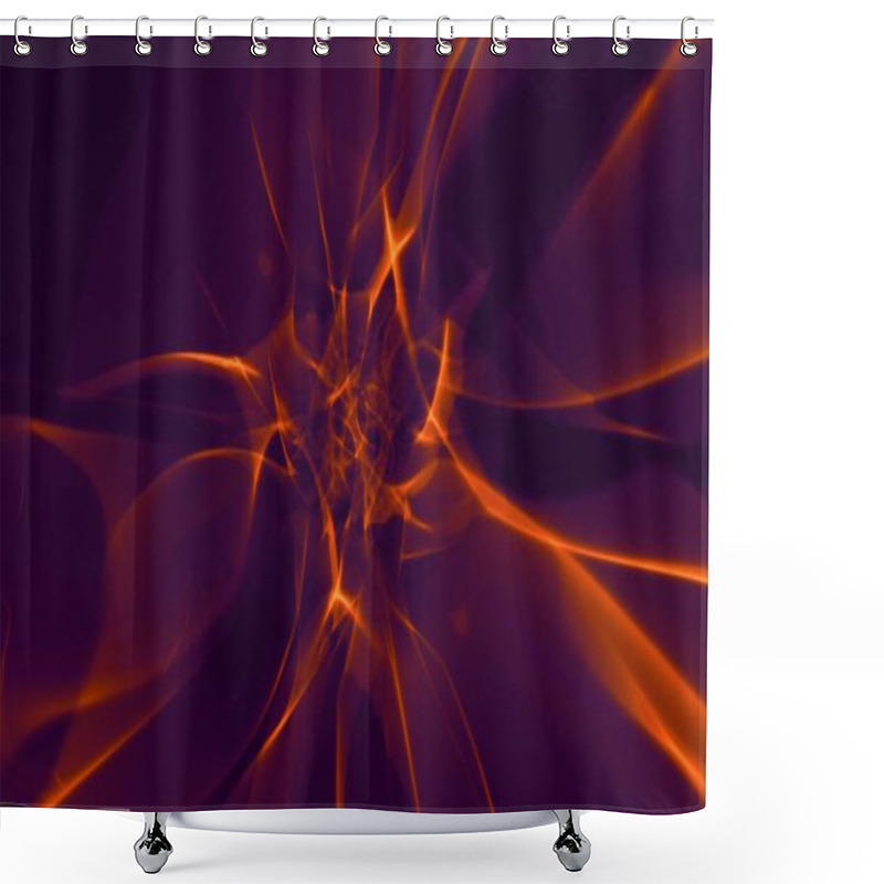 Personality  Abstract Orange Plasma Nebula Energy Force Field On Purple Background. Concept Generative Art 3D Illustration Backdrop Of Psychedelic Evolving Gradient Flare Graphic Backplate Copy Space Design Element Shower Curtains