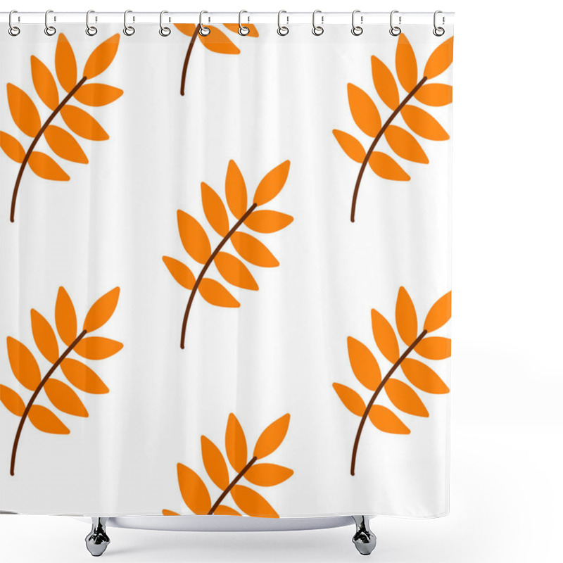 Personality  Vector Hand Drawn Autumn Leaves Seamless Pattern On White Background. Decorative Doodle Leaves. Cartoon Scribble Leaf Icon For Wedding Design, Wrapping, Textiles, Clothing, Ornate And Greeting Cards Shower Curtains