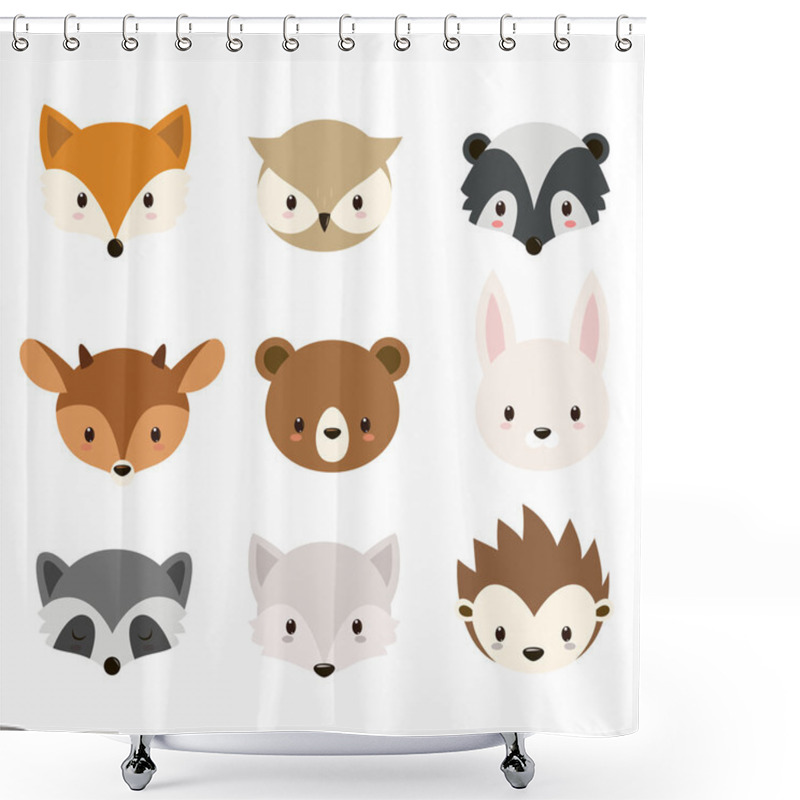 Personality  Cute Woodland Animals Collection Shower Curtains