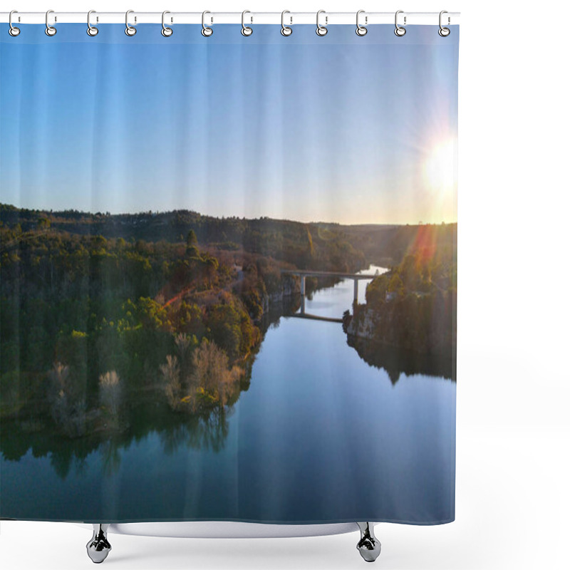 Personality  Aerial View Of The Bridge Over The Gorges Du Verdon Canyon In Provence In The Sunshine Shower Curtains