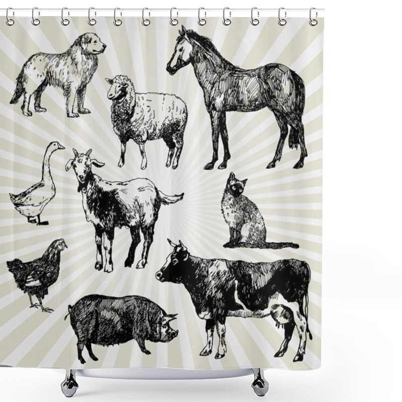 Personality  Set Of Home Animals Shower Curtains