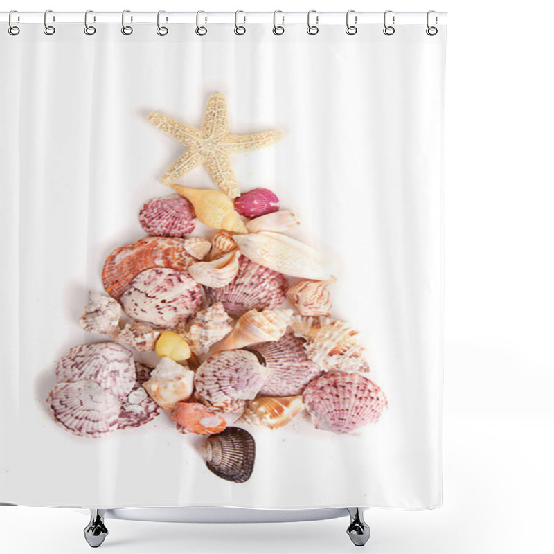 Personality  Sea Shells Shaped As A Christmas Tree Shower Curtains