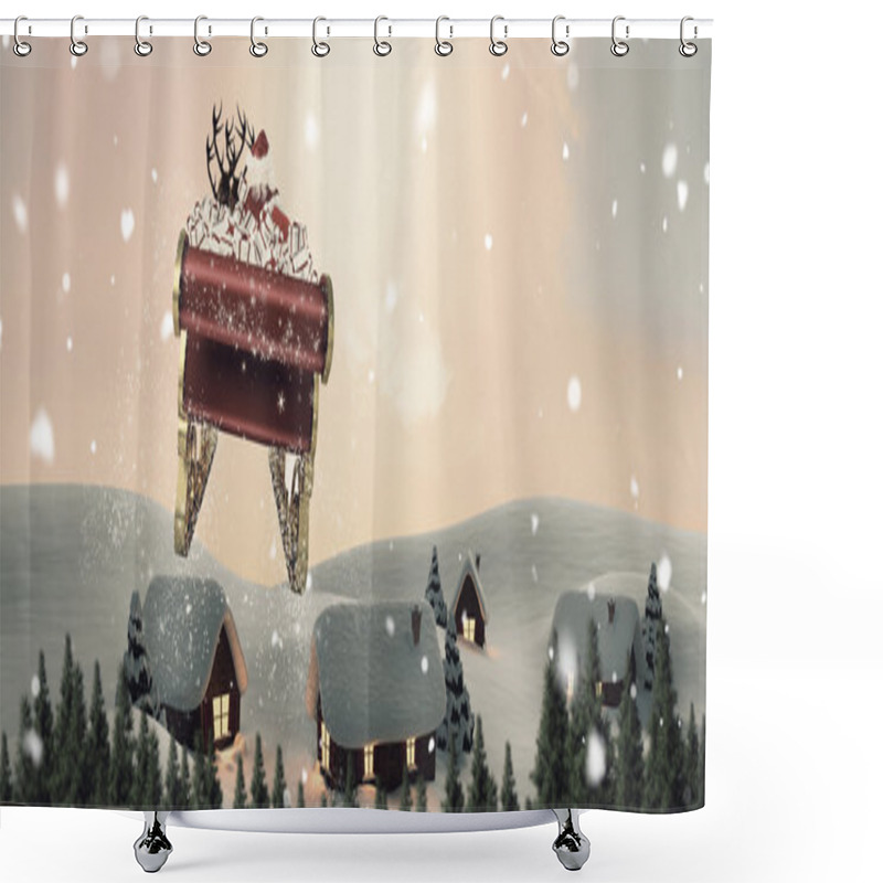 Personality  Santa Claus Flying In Sleigh Shower Curtains