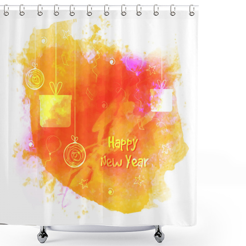 Personality  Greeting Card For Happy New Year Celebration. Shower Curtains