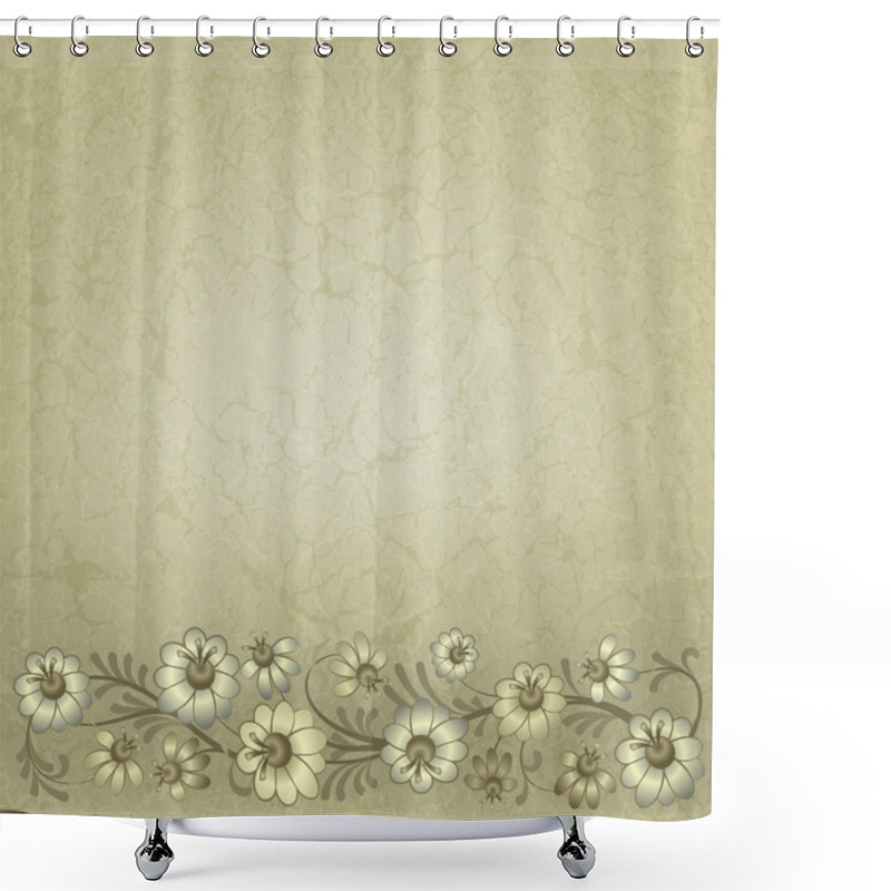 Personality  Abstract Grunge Background With Floral Ornament Shower Curtains