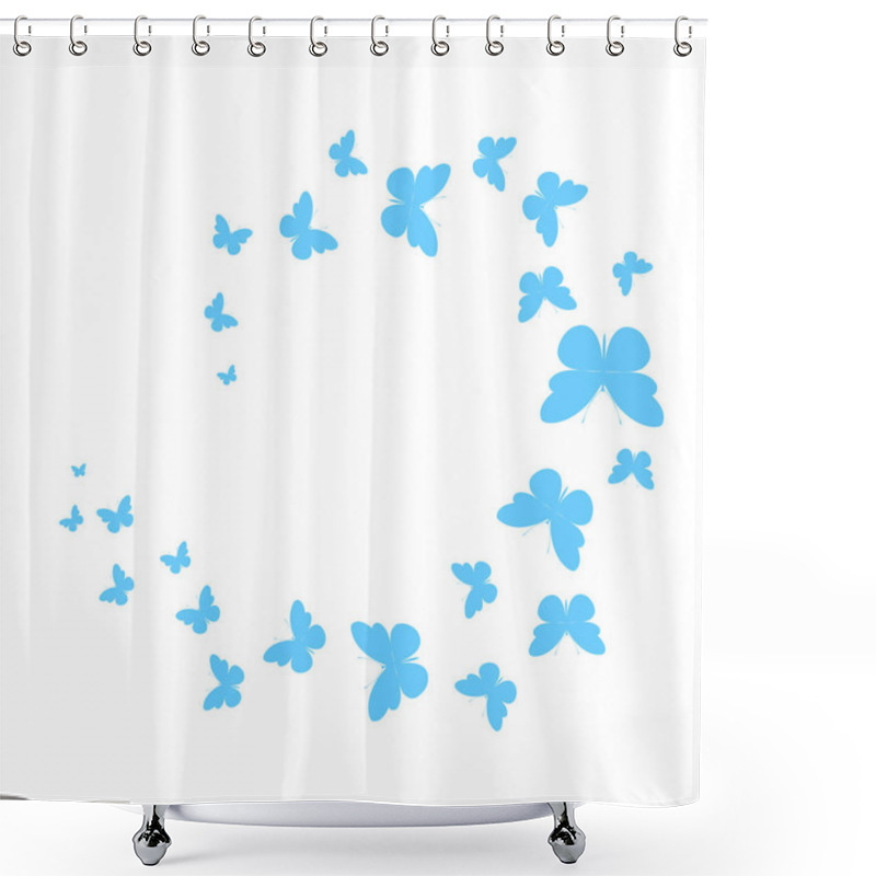 Personality  A Flock Of Flying Butterflies. Decoration For A Postcard, Packaging, Website Page. Vector Illustration. Shower Curtains