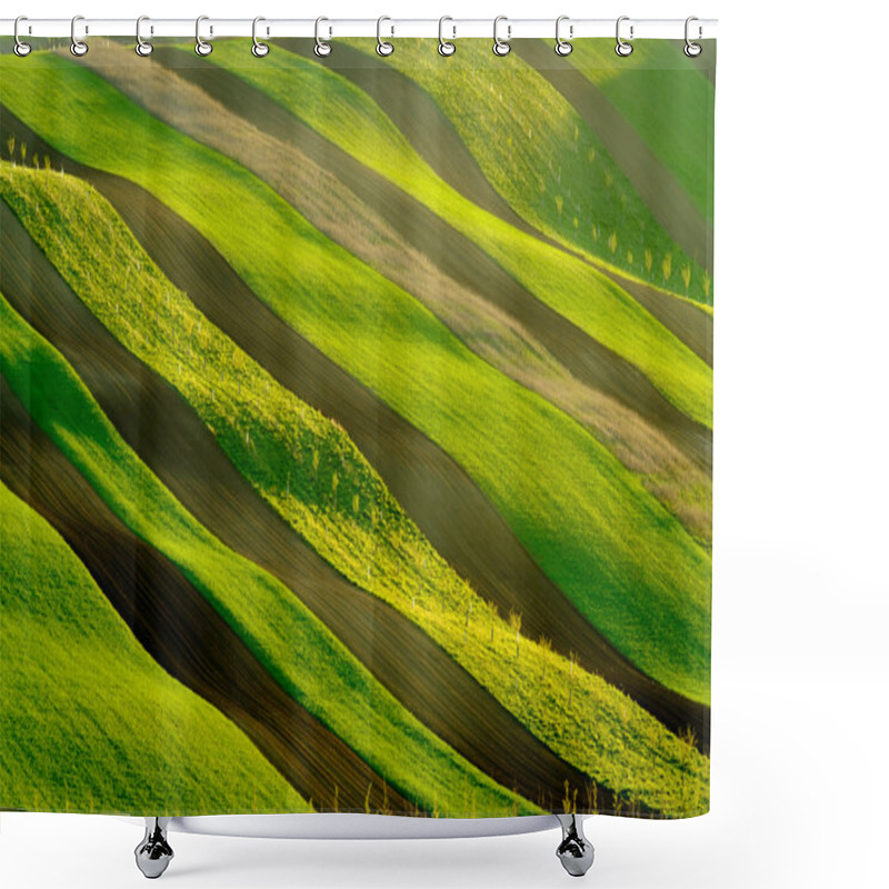 Personality  Green Wavy Hills In South Moravia Shower Curtains